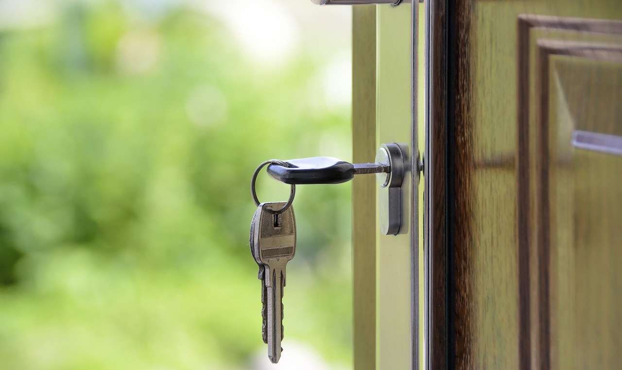 key in front door home lock